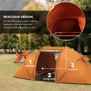 Outsunny 4-6 Persons Camping Tent Dome Family Travel Group Hiking Room Fishing