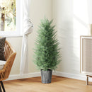 HOMCOM Set of 2 Artificial Cypress Trees with PE Leaves for Indoor Outdoor
