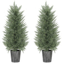 HOMCOM Set of 2 Artificial Cypress Trees with PE Leaves for Indoor Outdoor
