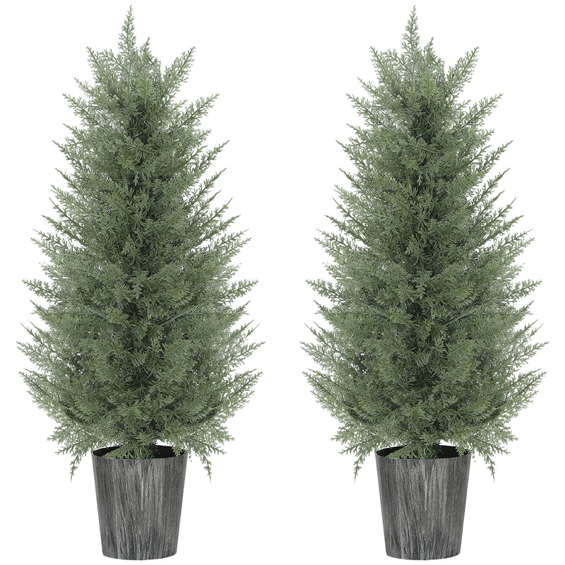 HOMCOM Set of 2 Artificial Cypress Trees with PE Leaves for Indoor Outdoor