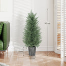 HOMCOM Set of 2 Artificial Cypress Trees with PE Leaves for Indoor Outdoor