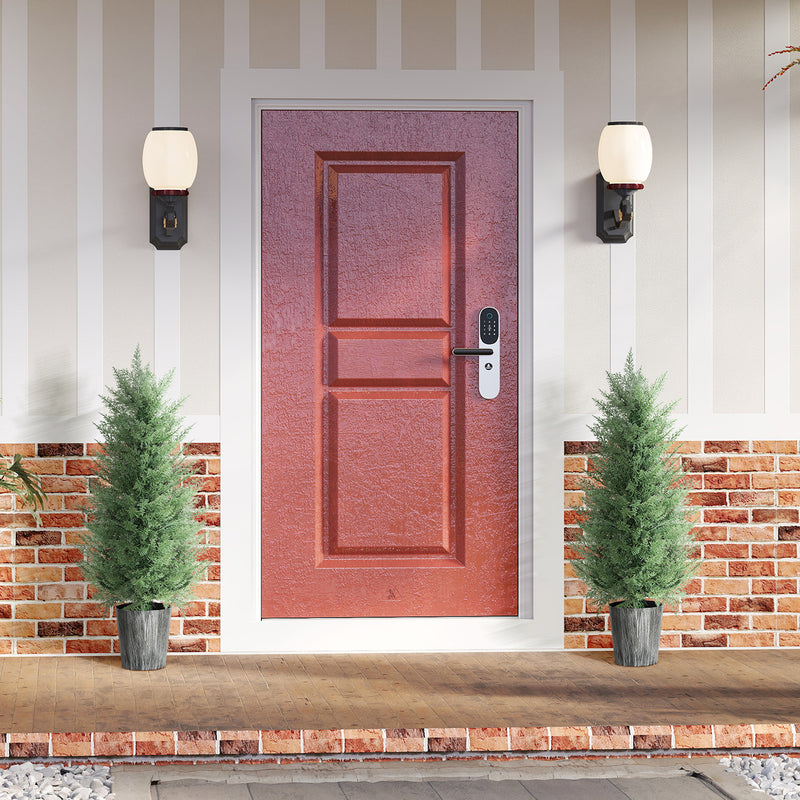 HOMCOM Set of 2 Artificial Cypress Trees with PE Leaves for Indoor Outdoor