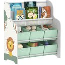 AIYAPLAY Kids Storage Unit with 6 Fabric Drawers & 2-Tier Sling Rack, Green