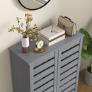 HOMCOM Shoe Storage Cabinet with Slatted Doors for 15 Pairs of Shoes Grey