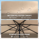 Outsunny 2.7 m Garden Parasol Umbrella with Cross Base, Sandbag, Khaki