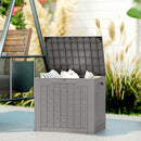 Outsunny 93L Plastic Garden Storage Box, Storage Container w/ Handles Khaki