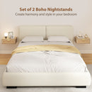 HOMCOM Floating Bedside Tables Set of 2, Boho Nightstands with Rattan Drawer
