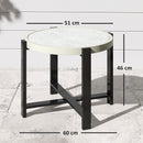 Outsunny Round Small Garden Table with Faux Marble Glass Top, Light Grey
