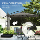Outsunny 3 m Garden Cantilever Parasol with Sandbag, 360 Degree Rotation
