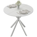 HOMCOM 80cm Round Dining Table, Industrial Kitchen Table With Steel Legs