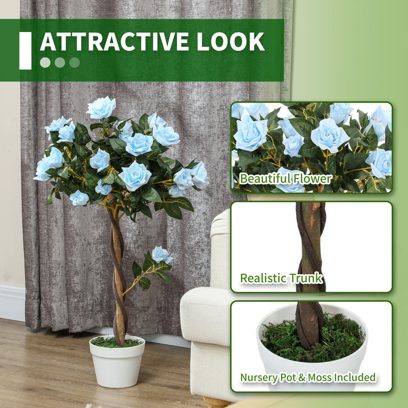 Outsunny Set of 2 90cm Artificial Rose Tree, Fake Decorative Plant