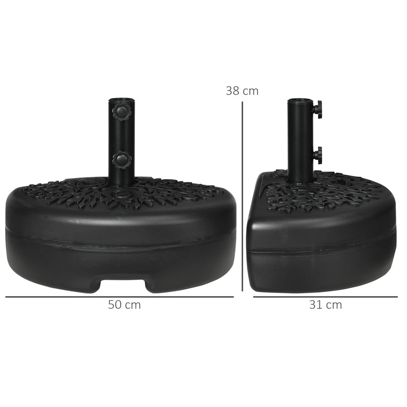 Outsunny Half Round Patio Umbrella Base for 3.8 cm or 4.8 cm Pole, Black