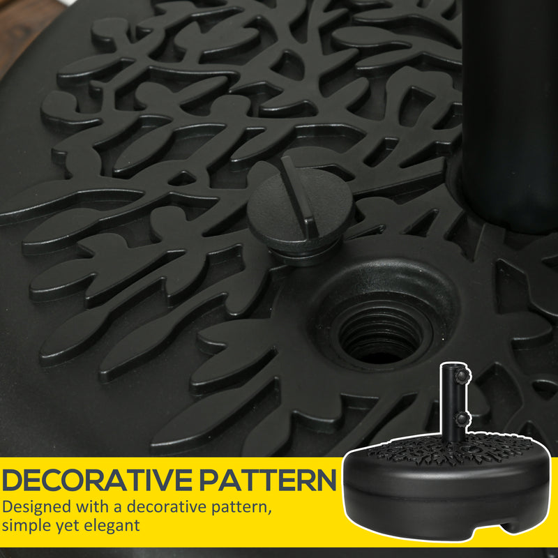 Outsunny Half Round Patio Umbrella Base for 3.8 cm or 4.8 cm Pole, Black
