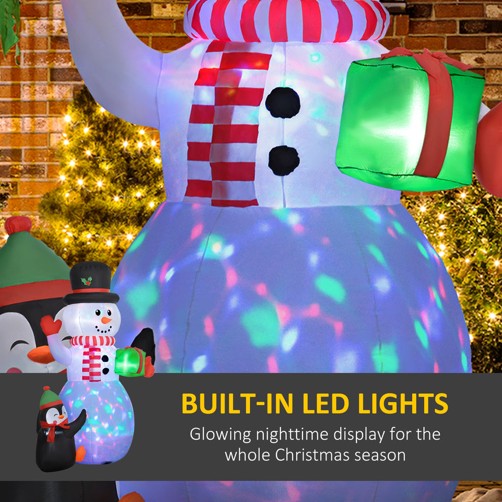 Snowman Inflatables Range Exeter Outsunny 8FT Inflatable Snowman Holding Gift Box W/ Penguin And LED Li