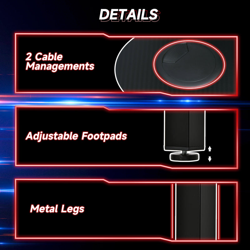 L-Shaped Gaming Desk, Computer Corner Desk, Home Office Workstation with Cable Management, 145 x 81 x 76cm, Black, Left