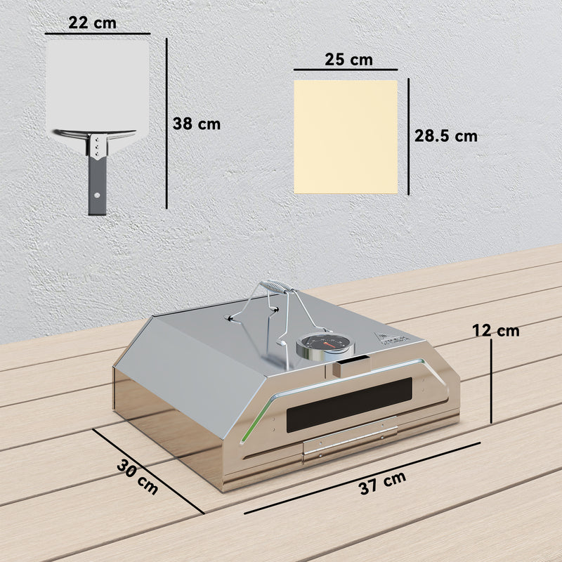 Outsunny Outdoor BBQ Pizza Oven with Thermometer for Gas/Charcoal BBQ Grills