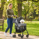 PawHut Foldable Pet Stroller, Dog Cat Stroller with Detachable Carrier