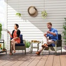 Outsunny 3 Pieces Rattan Bistro Set with Tempered Glass Table Charcoal Grey