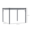 Outsunny 3x3(m) Pergola Gazebo Sun Shade Shelter Aluminium Garden Canopy, Grey