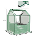 Outsunny Raised Garden Bed Planter Box with Greenhouse, Green and Silver