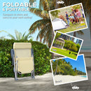 Outsunny Reclining Garden Chairs Set of 2 w/ 5-level Adjustable Backrest, Beige