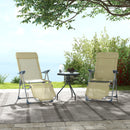Outsunny Reclining Garden Chairs Set of 2 w/ 5-level Adjustable Backrest, Beige