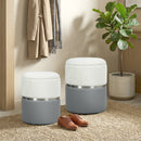 HOMCOM Round Storage Ottoman Set Of 2, Nesting Footrest Stool, Cream & Grey