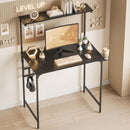 HOMCOM Computer Desk, 80cm Home Office Study Table with Hutch Shelf, Black