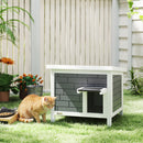 PawHut Outdoor Cat House Insulated Wooden Feral Cat Shelter w/ Openable Roof