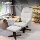 HOMCOM Swivel Recliner Chair with Footstool and Wooden Base, Light Grey