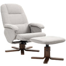 HOMCOM Swivel Recliner Chair with Footstool and Wooden Base, Light Grey