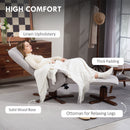 HOMCOM Swivel Recliner Chair with Footstool and Wooden Base, Light Grey