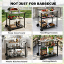 Outsunny Outdoor Grill Cart, Food Prep Table on Wheels, Black