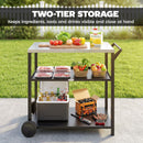 Outsunny Outdoor Grill Cart, Food Prep Table on Wheels, Black