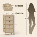 HOMCOM Chest of Drawers, 4 Drawers Dresser with Bamboo Frame, Cream White