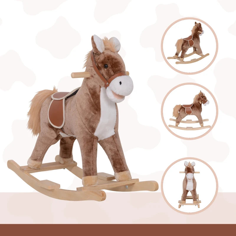 HOMCOM Children's Rocking Horse - Brown and White