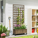 Outsunny Wooden Trellis Planter, Raised Garden Bed with Wheels and Bed Liner