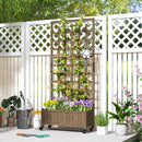 Outsunny Wooden Trellis Planter, Raised Garden Bed with Wheels and Bed Liner