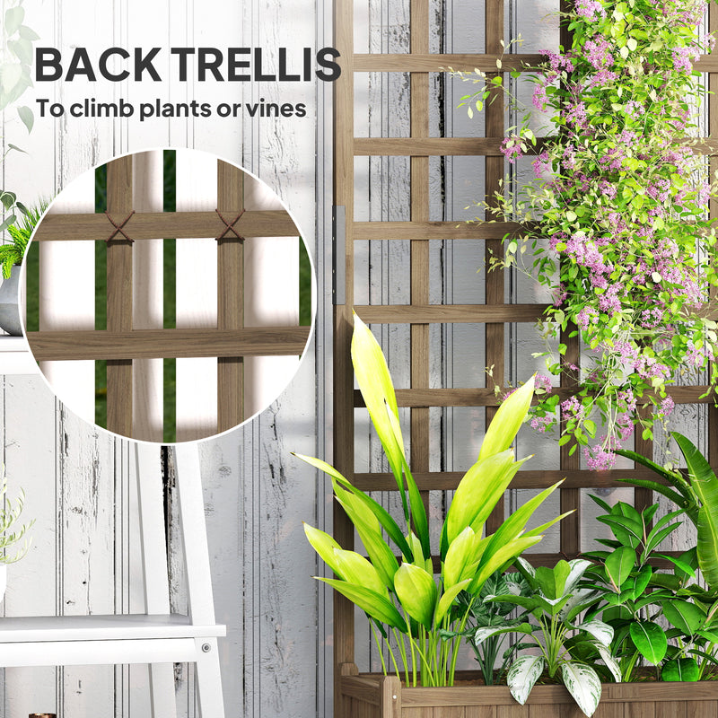 Outsunny Wooden Trellis Planter, Raised Garden Bed with Wheels and Bed Liner
