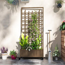 Outsunny Wooden Trellis Planter, Raised Garden Bed with Wheels and Bed Liner