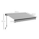 Outsunny 3.5 x 2.5m Electric Retractable Awning, Aluminium Frame, Light Grey