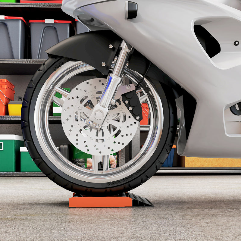 HOMCOM Motorcycle Wheel Roller Stand for Tyre Cleaning and Chain Lubrication