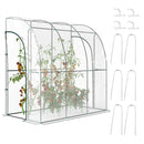 Outsunny 143x118x212cm Walk-In Lean to Wall Tunnel Plastic Greenhouse with Doors