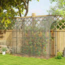 Outsunny 143x118x212cm Walk-In Lean to Wall Tunnel Plastic Greenhouse with Doors