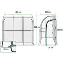 Outsunny 143x118x212cm Walk-In Lean to Wall Tunnel Plastic Greenhouse with Doors