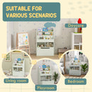 HOMCOM Kids Bookcase, Toy Box w/ Storage Drawer, Wheels for Bedroom - Green