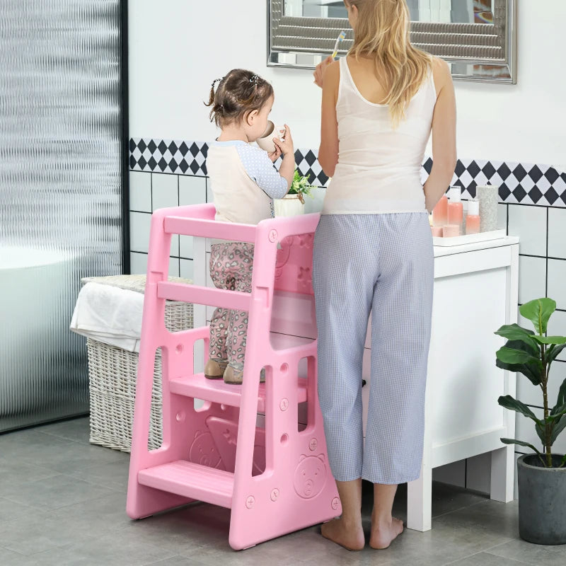 HOMCOM Kids Step Stool - Pink