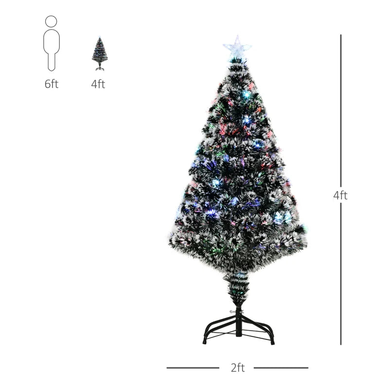 Christmas Time 4ft 120cm Green/White Artificial Christmas Tree W/ Prelit LED Lights-Multicolor