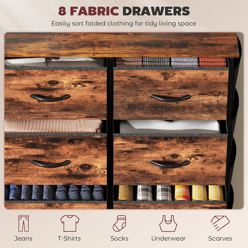 HOMCOM Fabric Chest Of Drawers, 8 Drawer Dresser For Bedroom