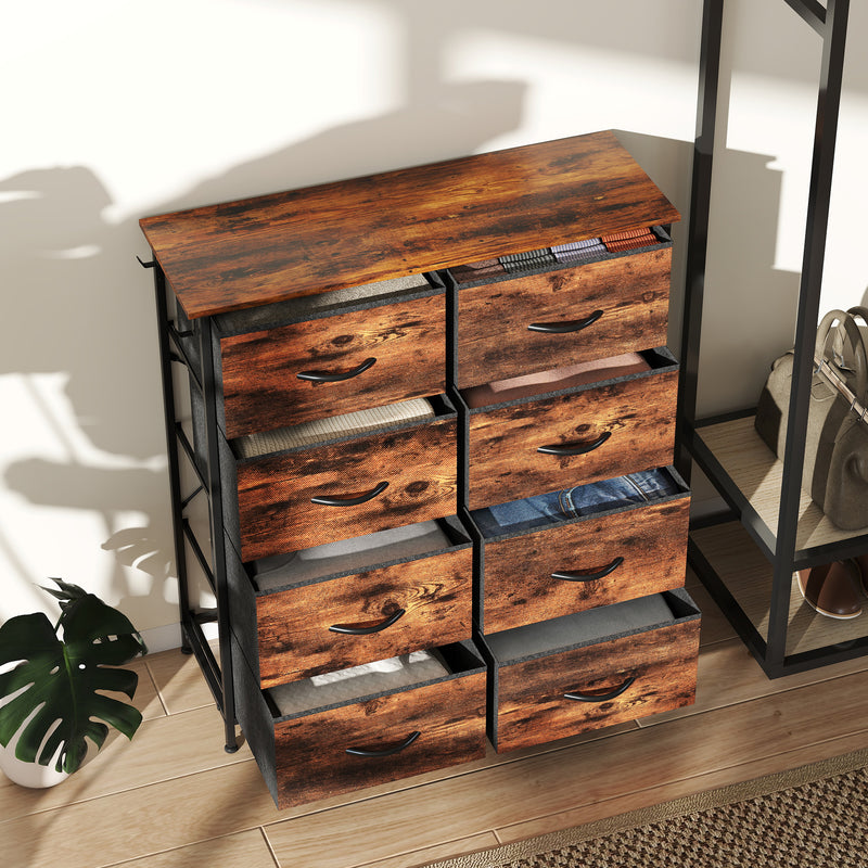 HOMCOM Fabric Chest Of Drawers, 8 Drawer Dresser For Bedroom